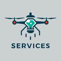 Aerial minimalist logo design for drone services featuring a unique unm identification and technology motif vector