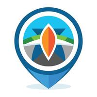 Convenient logo designed for a travel application featuring navigation elements and a vivid color scheme tailored for easy recognition and functionality vector