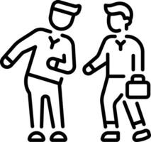 A character doing guest welcome at hotel gate, line icon vector