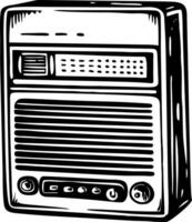 A hand drawn illustration of a transistor radio vector