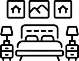 A linear style icon of hotel bedroom vector