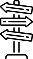 An outline style icon of a direction board vector