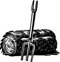 Hay fork illustration in vintage style vector