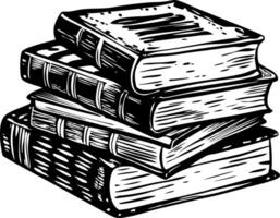 A hand drawn illustration of books stack vector
