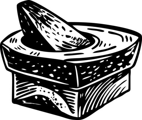Ancient grinding stone illustration in vintage style