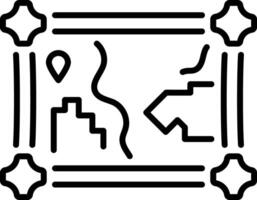 An outline style icon of a detailed adventure map vector