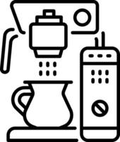 A linear style icon of a coffee machine vector