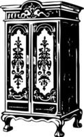 A wooden cabinet illustration in hand drawn style vector