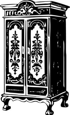 A wooden cabinet illustration in hand drawn style
