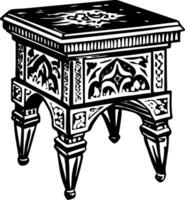 A vintage style illustration of carved table vector