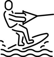 A linear icon showing cable skiing on the water vector
