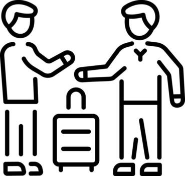 A character receiving guest icon in linear style vector