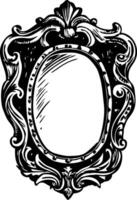 A vintage style illustration of a gilded mirror vector