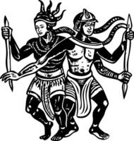 A vintage style illustration of twin heroes vector