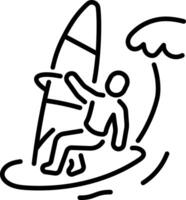 A linear icon depicting windsurfing adventure vector