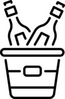 A linear style icon showing an ice bucket vector