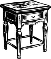 A hand drawn illustration of wooden side table vector