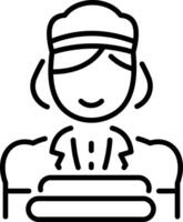 Female housekeeper icon in linear style vector