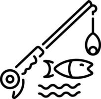 A line style icon of a fishing rod and reel vector
