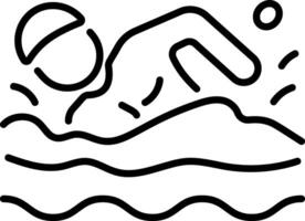 A line icon showing a swimming character vector