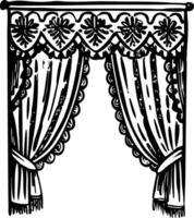 Lace curtains illustration in hand drawn style vector