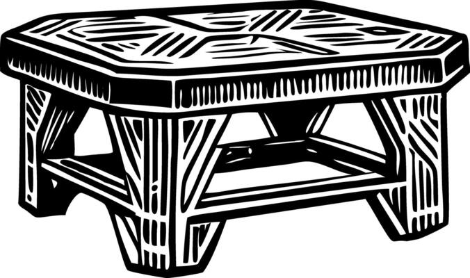 Coffee table illustration in hand drawn style