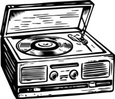 A hand drawn illustration of a record player vector