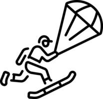 A linear icon showing a character doing snowkiting vector