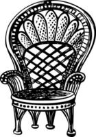 A hand drawn illustration of a peacock chair vector