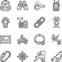 Collection of Linear Style Adventure Icons vector
