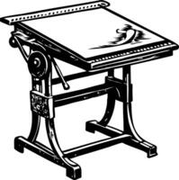 A hand drawn illustration of a drafting table vector