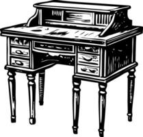Writing desk illustration in hand drawn style vector