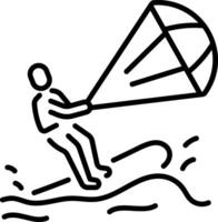 An outline style icon of a kitesurfing adventure vector