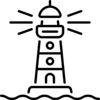 Linear icon depicting a lighthouse with a beam of light vector