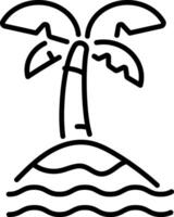 Linear icon depicting a beach scene with waves vector
