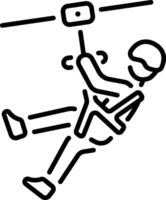 A line icon showing a thrilling rope slide vector