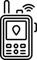 An outline style icon of a portable gps device vector
