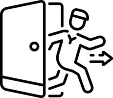 A character running from an emergency exit, line icon vector