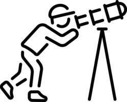 A linear icon depicting the act of stargazing at night vector