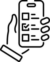 Mobile booking app icon in linear style vector