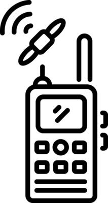 A line icon showing a satellite phone