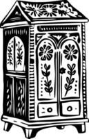 A vintage style illustration of a painted cabinet vector