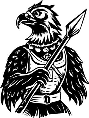 A glyph style illustration of an eagle warrior