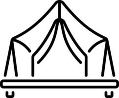 A linear icon showing camping tent vector