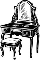 Dressing table illustration in hand drawn style vector