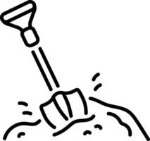 A linear icon depicting a digging shovel vector