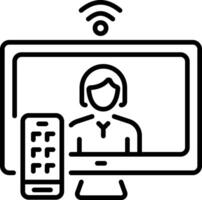 A linear style icon of a smart tv vector