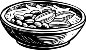 A vintage style illustration of cocoa bowl vector