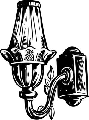 A vintage style illustration of a wall sconce