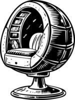 A hand drawn illustration of a pod chair vector